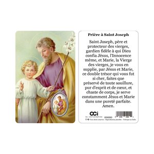 'St-Joseph'' Plastic Card & Medal, 3.3", French / ea