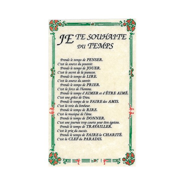 25 "Je te souhaite" Prayers & Pict., 2½ x 4", French