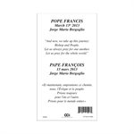 ''Pope Francis'' Pictures, Prayer on Back, Bilingual / ea
