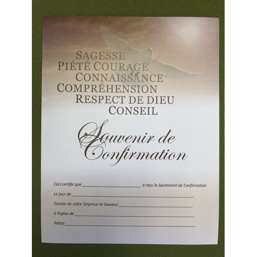 Confirmation Certificate, French / ea