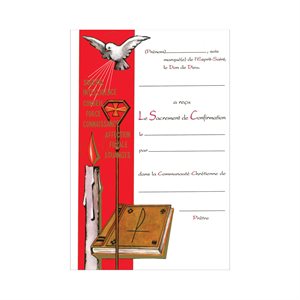 Unisex Confirmation Certificates, 7" x 10½", French / ea