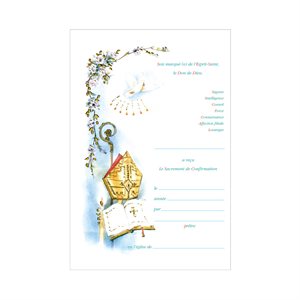 Unisex Confirmation Certificates, 7" x 10½", French / ea