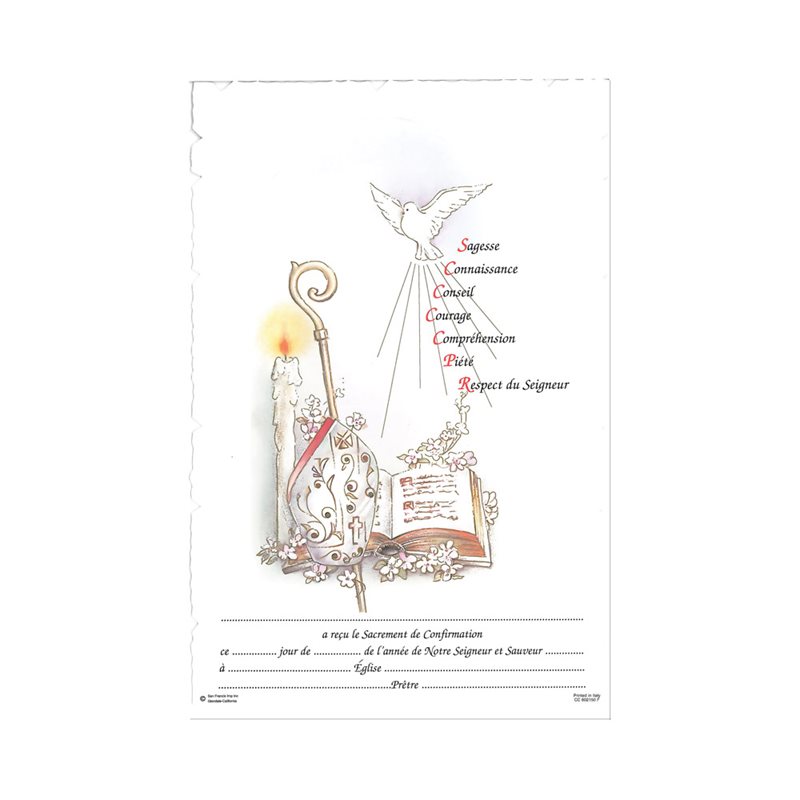 Certificat Confirmation unisexes, 18x26 cm, Français  /  un