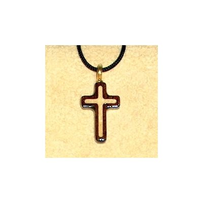 Pendentif croix & corde en érable & noyer, 3 / 4" (1.8 cm)