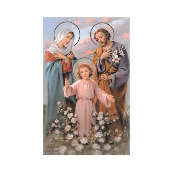 Laminated ''Holy Family'' Pray. & Pict.,2 1 / 8 x 3 3 / 8", Eng.