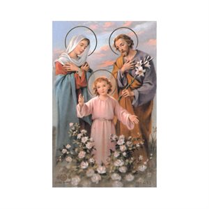Image et prière Laminée «Holy Family», 5,4 x 8,6 cm, Anglais