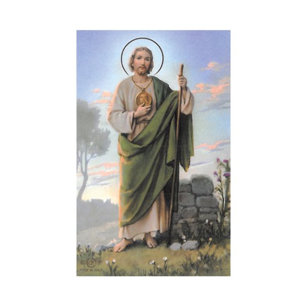 Laminated ''St. Jude'' Prayers & Pict., 2 1 / 8 x 3 3 / 8", Eng.