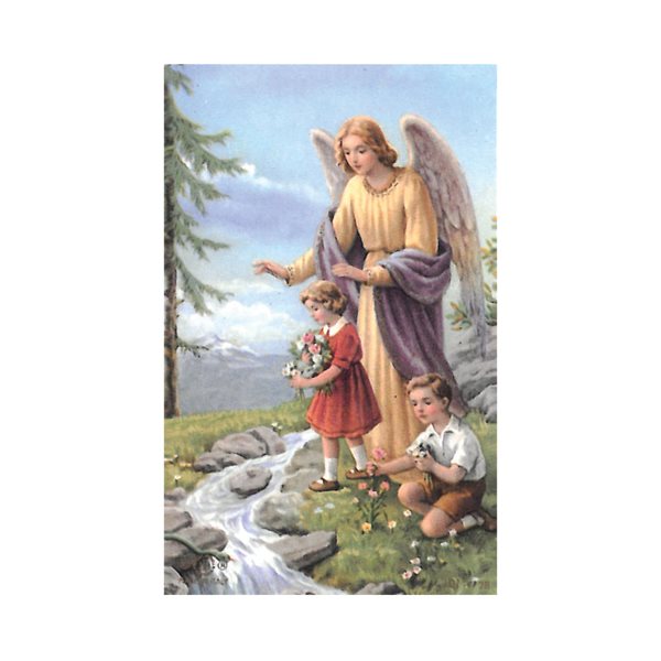 Laminated ''Guard. Angel'' Pray. & Pict.,2 1 / 8 x 3 3 / 8",Eng.