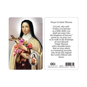 'St. Therese'' Picture, Prayer & Resin Medal, 3.3", English