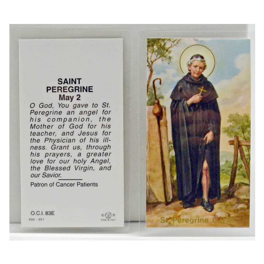 Plastified «St. Peregrin» Picture W / Prayer, English / ea