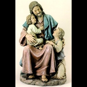 Statue Jésus avec les enfants 29" (73.6 cm) en résine
