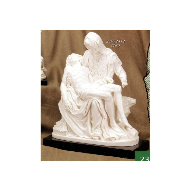 Pieta White Marble Statue, 16" (40.5 cm)