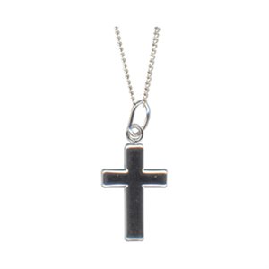 .925 Silver Pendant, Polished Cross, Plated Chain, 1
