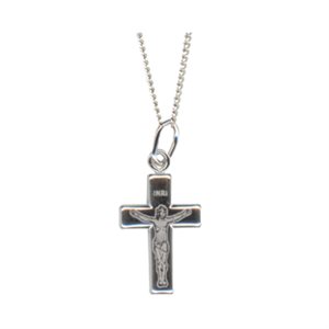 .925 Silver Pendant, Engraved Cross, Plated Chain, 1
