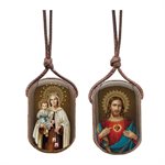 Wood Scapular, Brown String, 13"