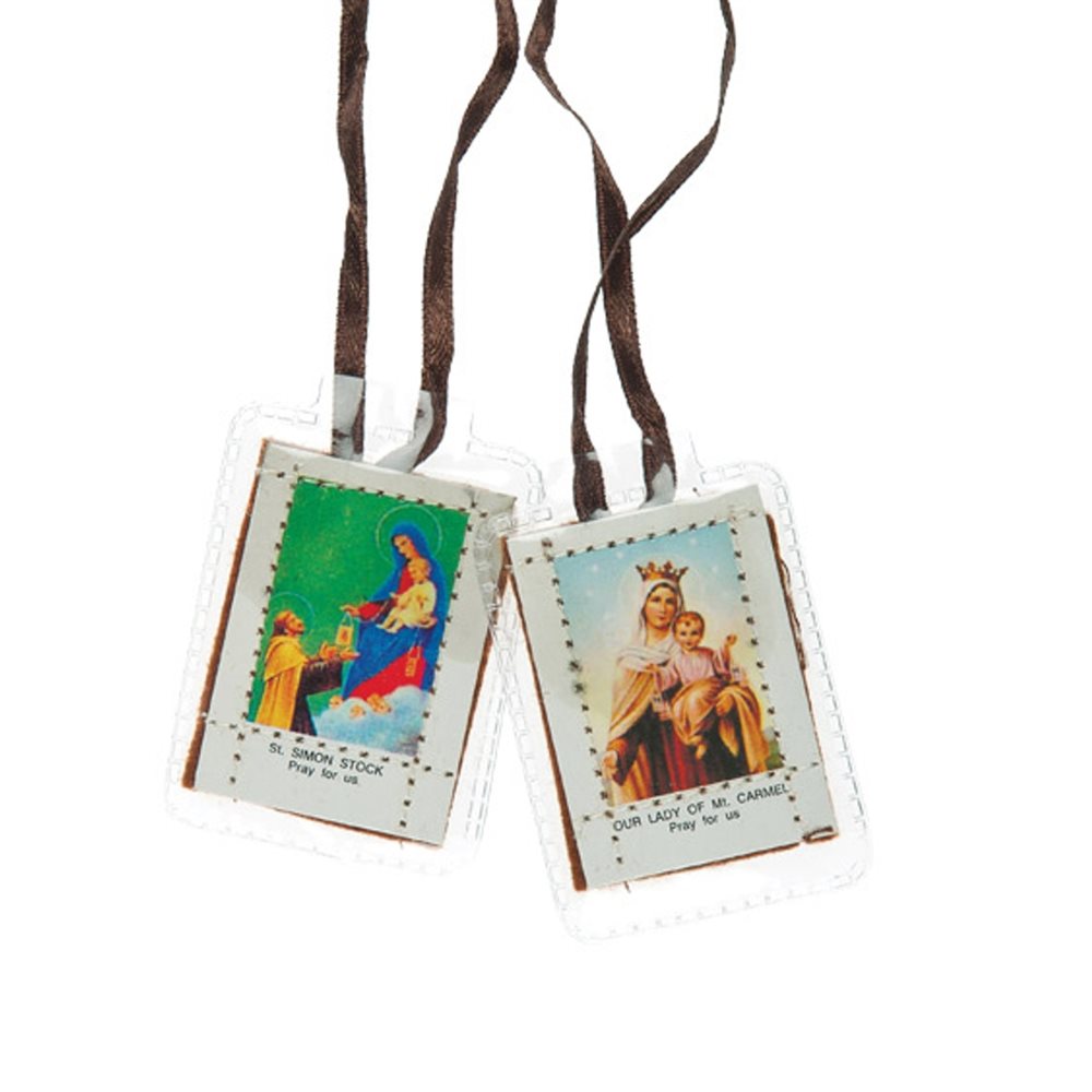 Mount Carmel Brown Scapular, Colour., English, 1 1 / 4 'x 2''