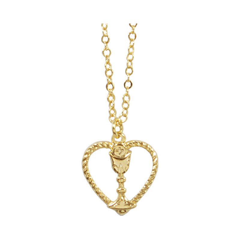 Boxed G-F Heart-Shaped "1st Communion" Pendant, 18"