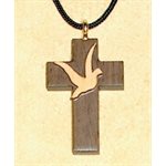 Pendentif croix & corde en érable & noyer, 1.5" (3.8 cm)