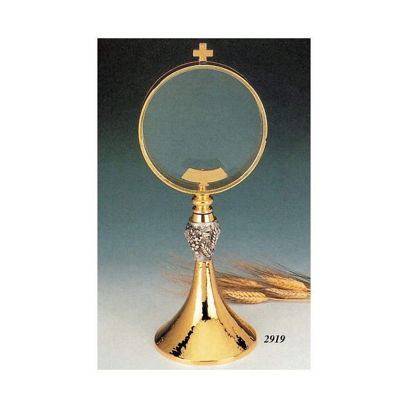 Monstrance, 14.75" (37.5 cm) Ht., Host box 5 7 / 8" (15 cm) Di