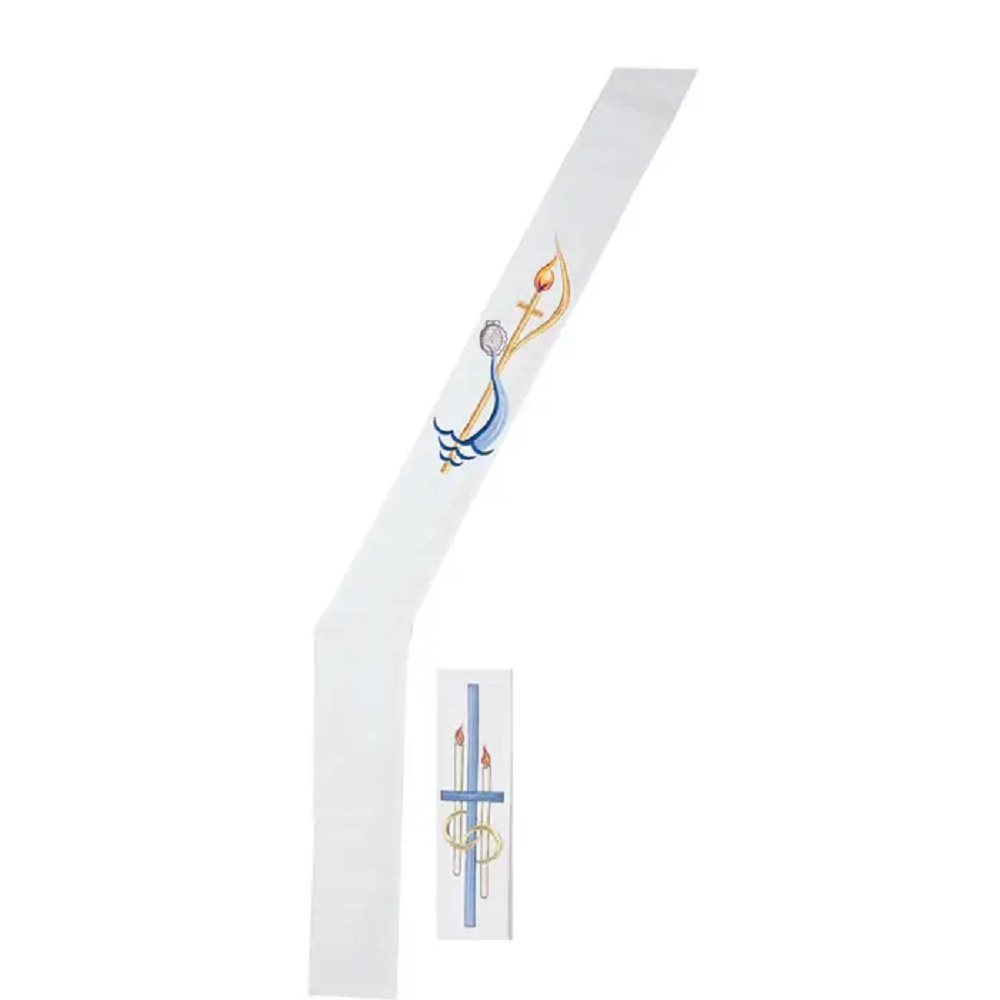 White Reversible Deacon Stole for Baptism & Marriage