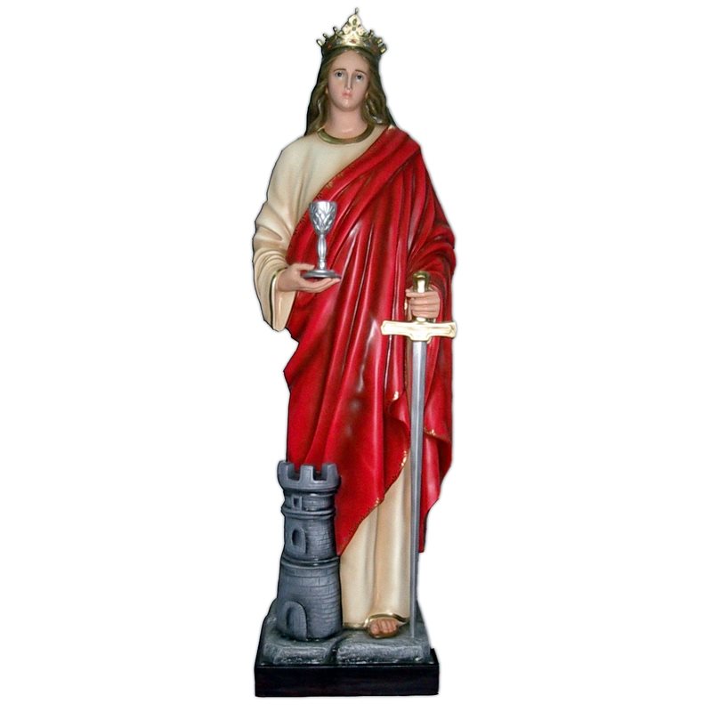 St. Barbe Color Fiberglass Outdoor Statue, 65" (165 cm)