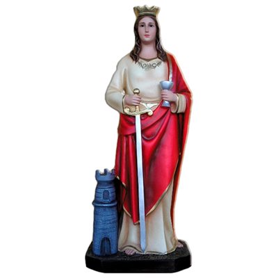 St. Barbe Color Fiberglass Outdoor Statue, 33.5" (85 cm)