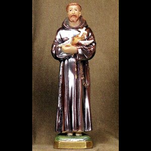 Statue Saint François 12" (30.5 cm) en plâtre fini perlé
