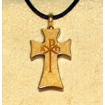 Varnished Maple Wood Cross & Rope Pendant, 1" (2.5 cm)