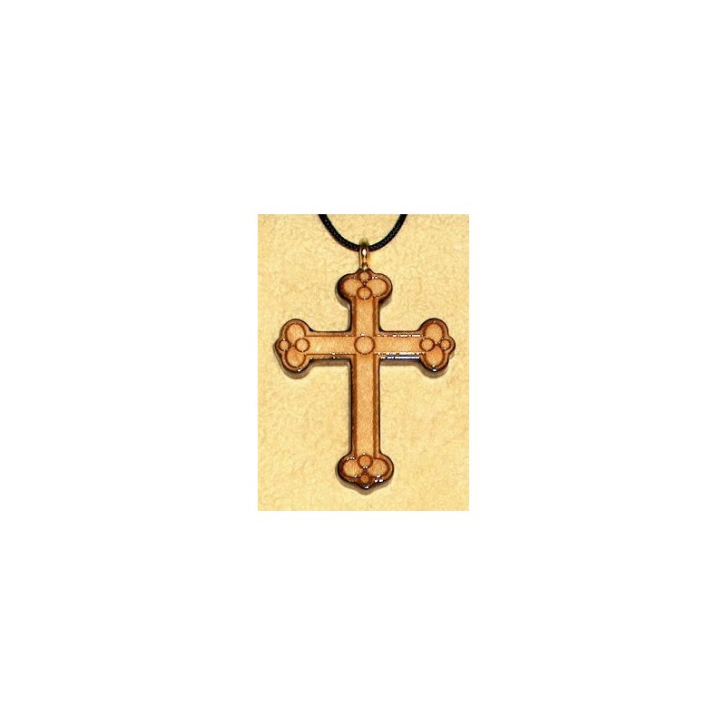 Pendentif croix & corde en érable verni, 1.75" (4.4 cm)