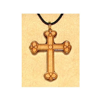 Varnished Maple Wood Cross & Rope Pendant, 1.5" (3.8 cm)