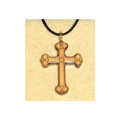 Varnished Maple Wood Cross & Rope Pendant, 1.25" (3.2 cm)