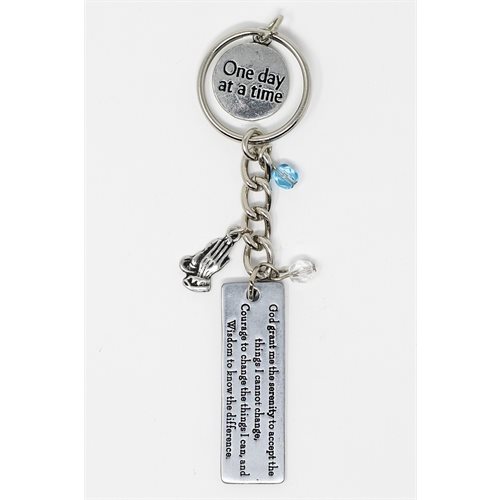 Bling Style key ring, ''One day at a time'', English