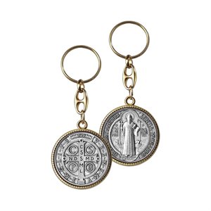 St. Benedict Key Ring, Golden & Silver Finish