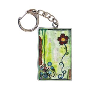 "Life is beautiful" Key Ring, Hand painted, 2", English