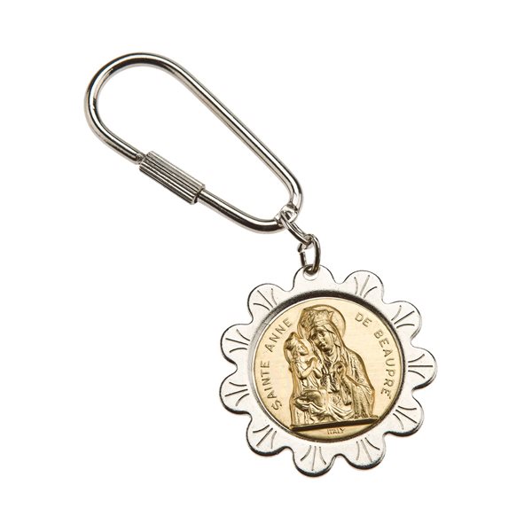 Two-Tone Silver-Plated "Sainte Anne Beaupré" Key Ring