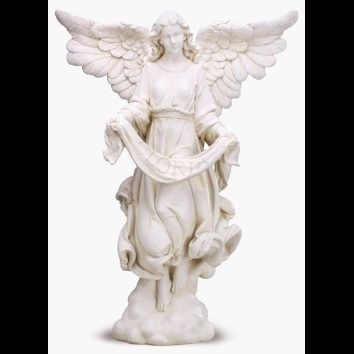 White Gloria Angel Figure, 39" (99 cm) Ht., Resin