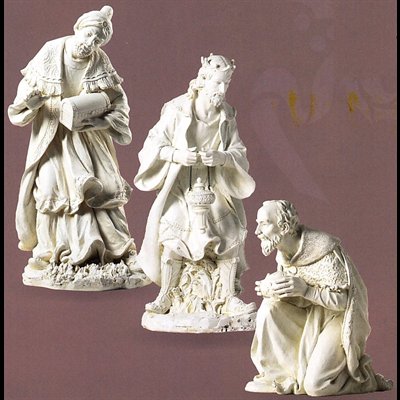 White Resin / Stone Three Kings figures 39.5" (100 cm) / set 3