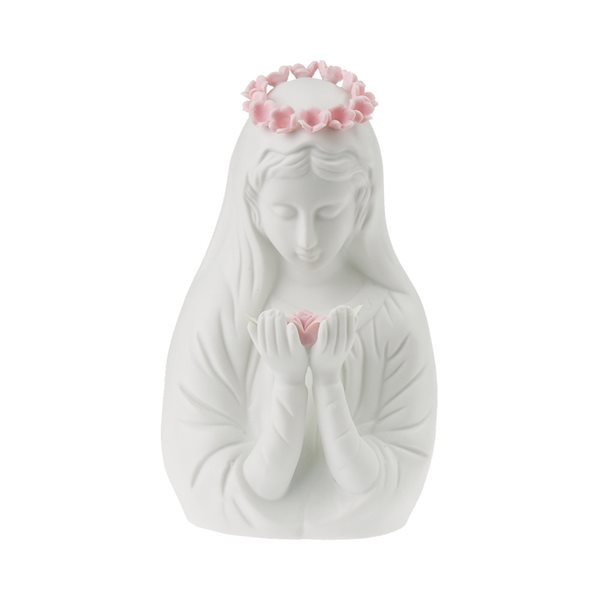 Veilleuse électrique, buste Vierge, porcelaine, mat, 13 cm