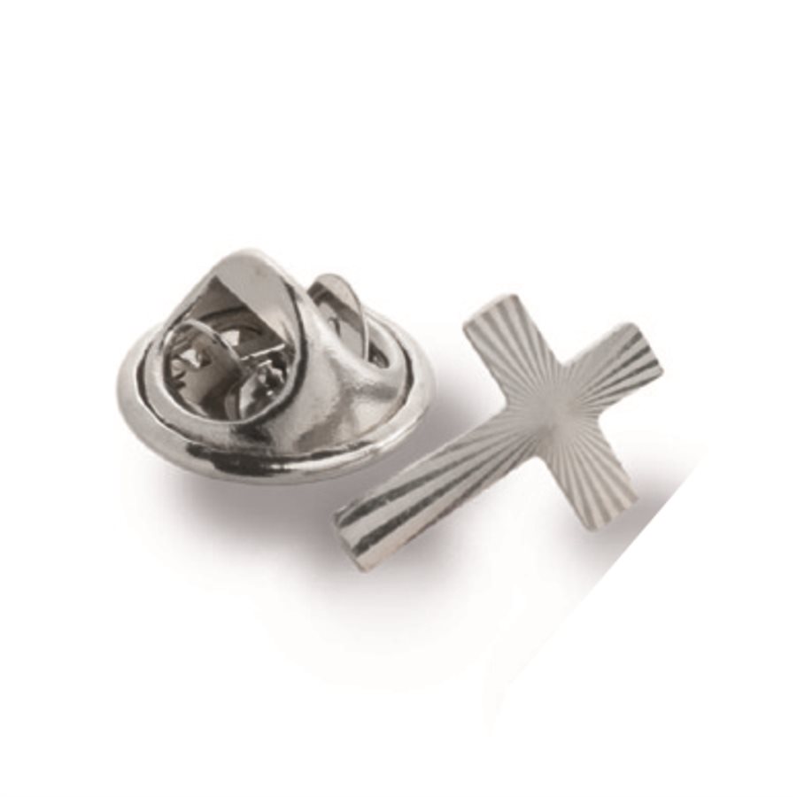 'Cross'' Silver-Finish Metal Lapel Pin, 1,5 cm