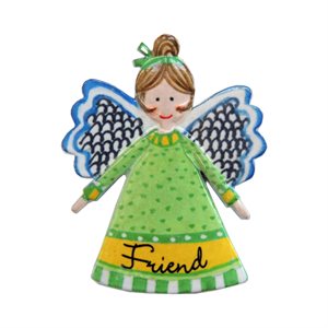 Pin, Little angel, "Friend" Hand painted, 1¾", English