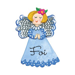 Pin, Little angel, "Foi" Hand painted, 1¾", French