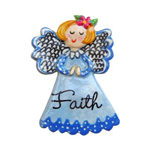 Pin, Little angel, "Faith" Hand painted, 1¾", English