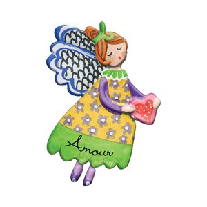 Pin, Little angel, "Amour" Hand painted, 1¾", French
