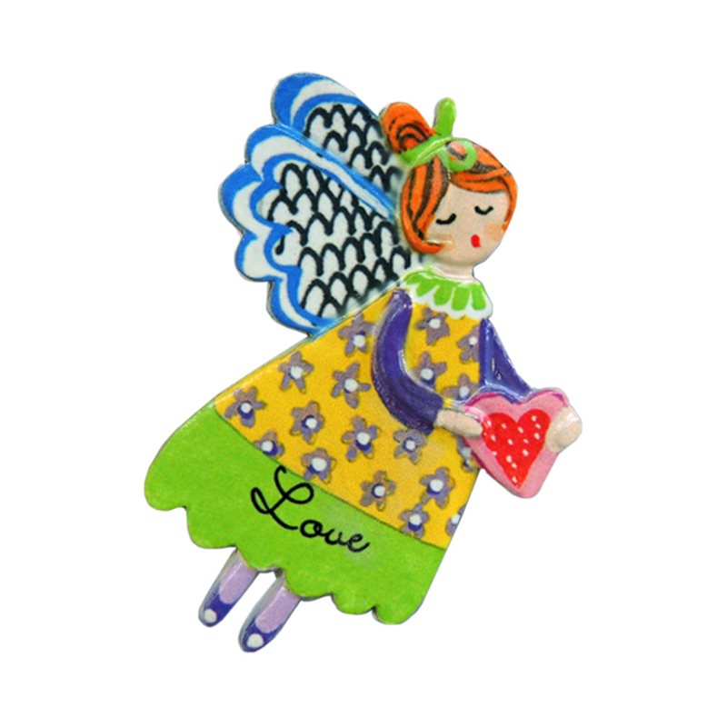 Pin, Little angel, "Love" Hand painted, 1¾", English