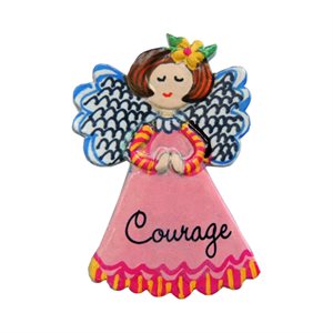 Pin, Little angel, "Courage" Hand painted, 1¾", English