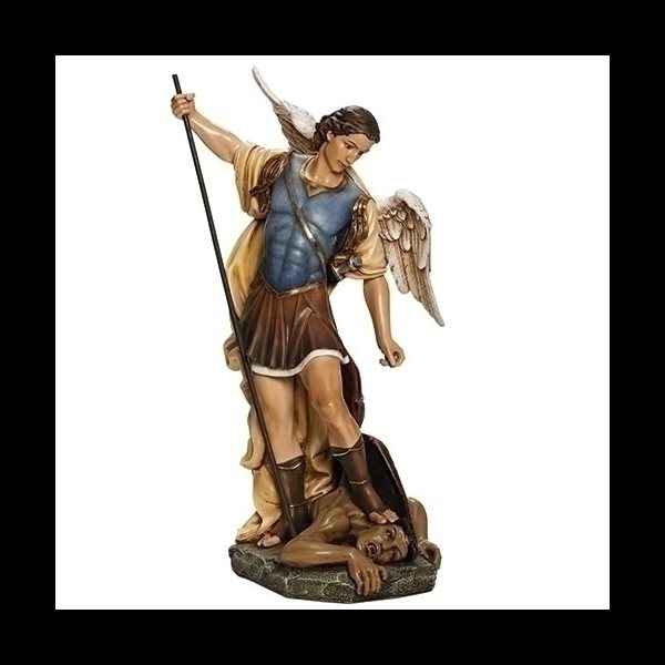 Statue Saint Michel Archange 26.5" (65 cm) résine de couleur