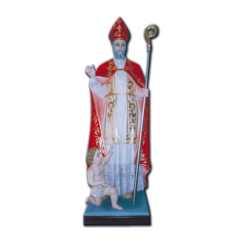 St. Blaise Color Fiberglass Outdoor Statue, 60" (150 cm)