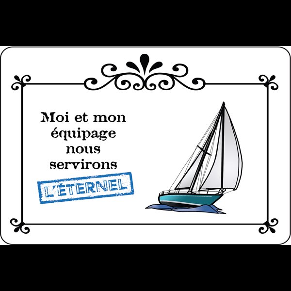 Sticker Moi et équipage servirons L'ÉTERNEL 4"x3" (10x7.6cm)