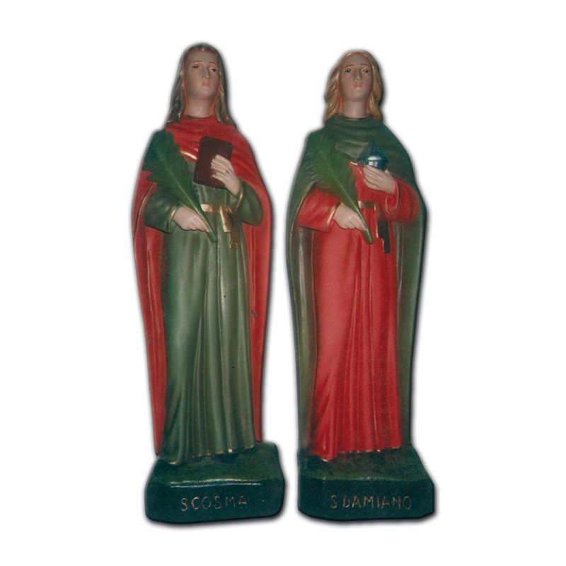 St. Come & Damian Color Fiberglass Outdoor Statue 24" (60cm)