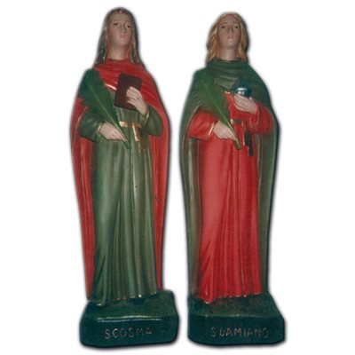 Statue ext. Saint Côme & Damien 24" (60 cm) en FDV Couleur